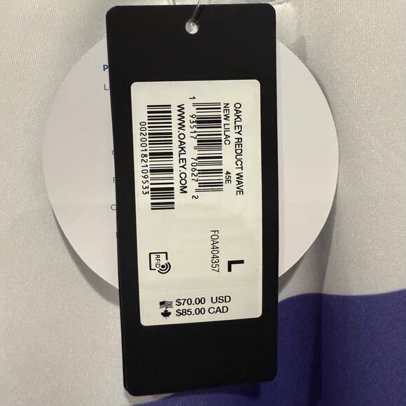 Oakley Hydrolix Men Golf Polo Shirt Large White Purple Colorblock Rugby Logo NEW - Picture 8 of 8